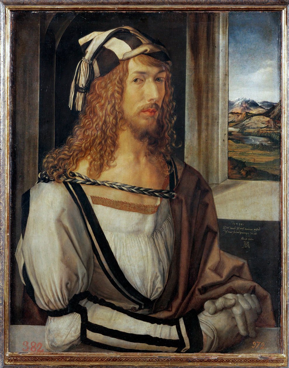 Önarckép, felirat " 1498 (olaj, fa) alkotó: Albrecht Dürer or Duerer