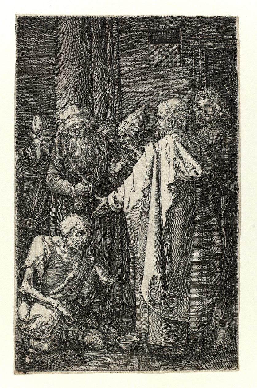 Szent Péter és Szent János a nyomorékokat gyógyítja a templomkapunál alkotó: Albrecht Dürer