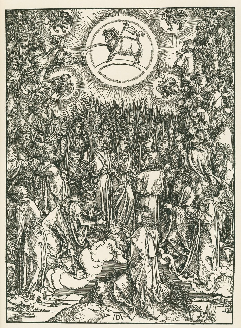 A Bárány imádása és a Kiválasztottak himnusza. Szent János Jelenései, 1496-97 körül (fametszet) alkotó: Albrecht Dürer or Duerer