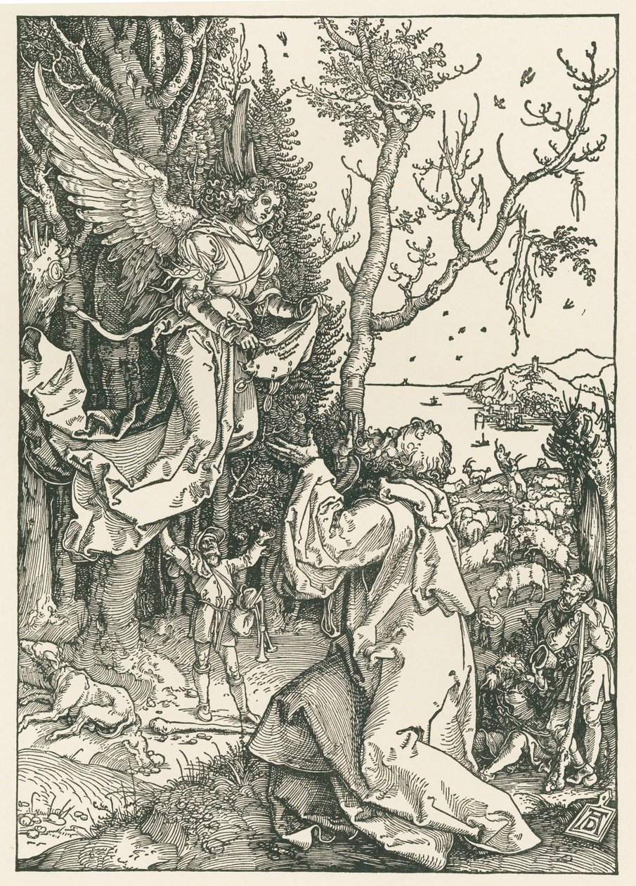 Az angyal üzenetet hoz Joachimnak, 1504 körül (fametszet) alkotó: Albrecht Dürer or Duerer