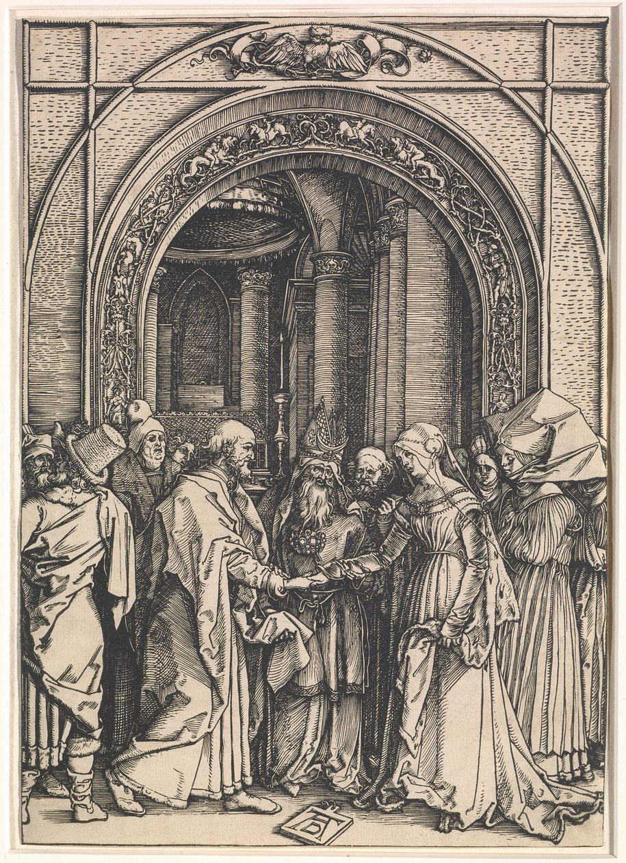 A Szűz eljegyzése innen: A Szűz élete, 1504-2005 körül (fametszet fektetett papírra) alkotó: Albrecht Dürer