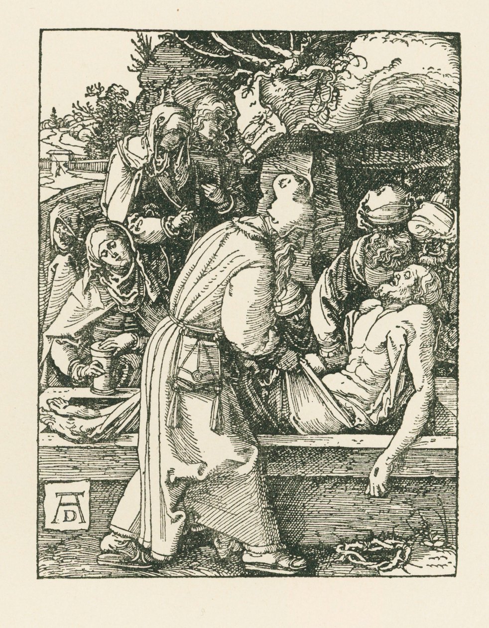 A temetés, 1509-10 körül (fametszet) alkotó: Albrecht Dürer or Duerer