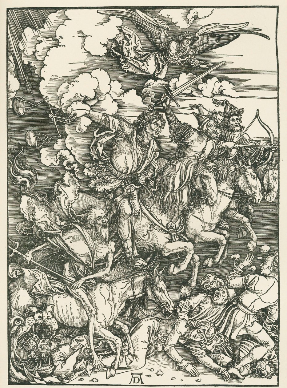 Az apokalipszis négy lovasa. Szent János Jelenései, 1497-98 körül (fametszet) alkotó: Albrecht Dürer or Duerer