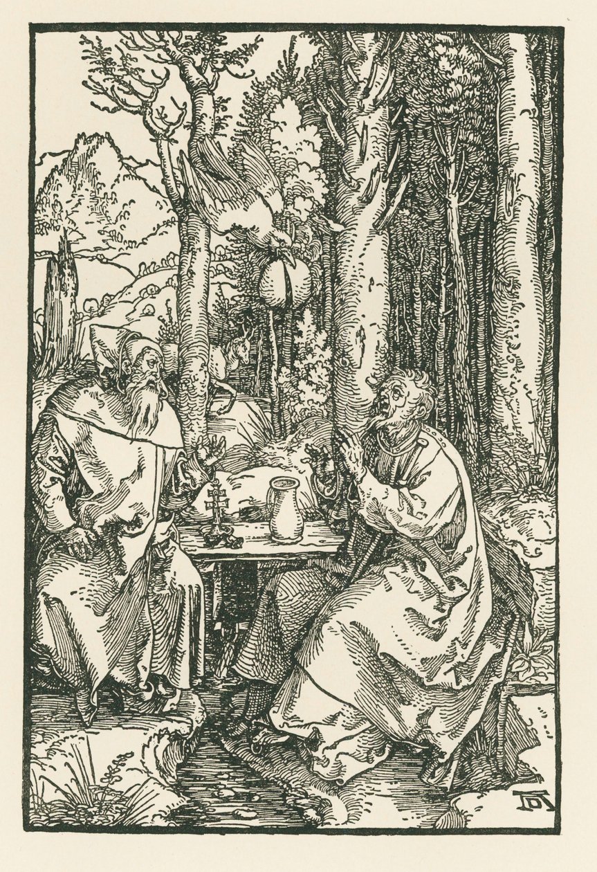 A remeték: Nagy Szent Antal és Szent Pál, 1503-04 körül (fametszet) alkotó: Albrecht Dürer or Duerer