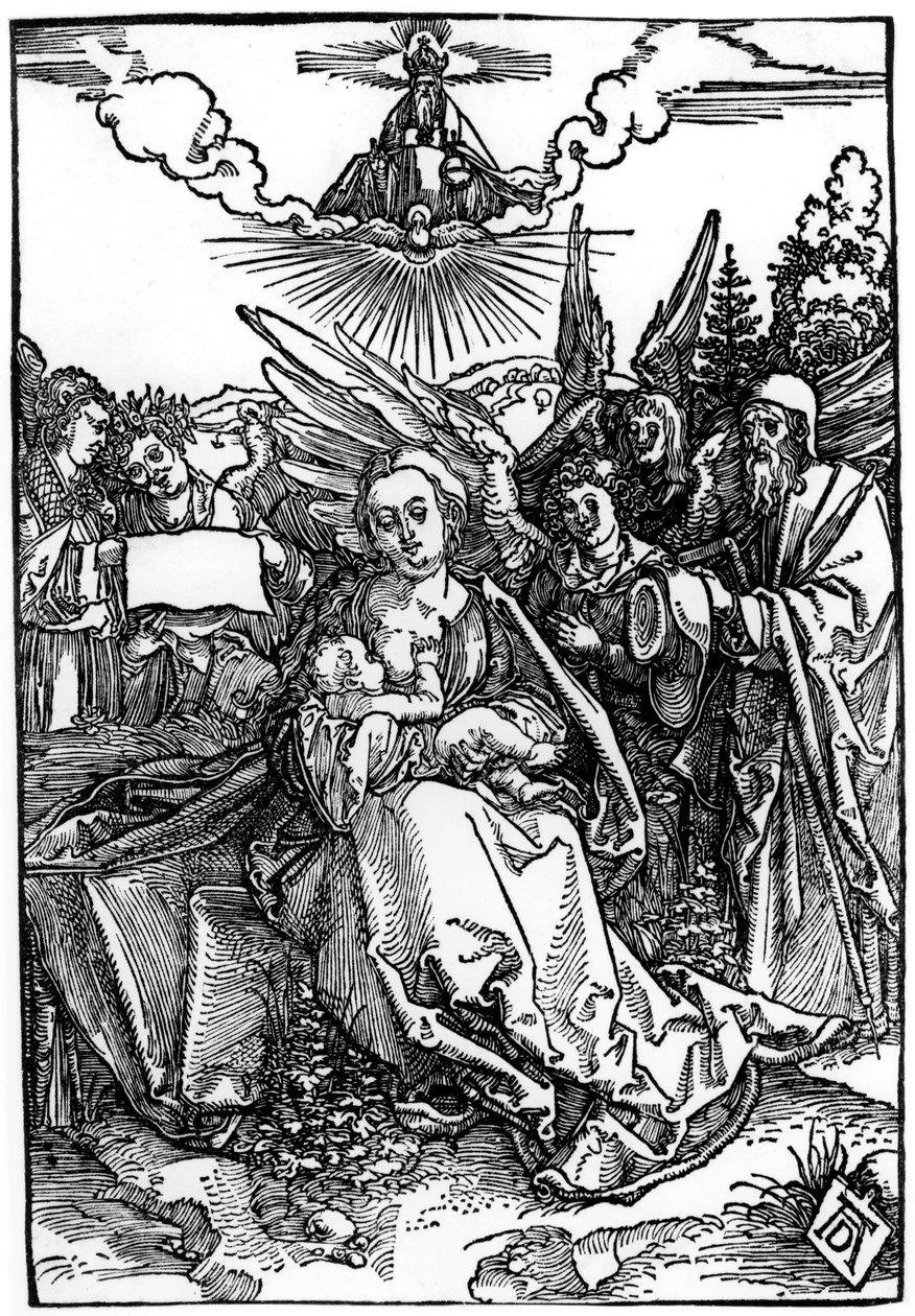 A Szent Család öt angyallal, 1504 körül (fametszet) alkotó: Albrecht Dürer