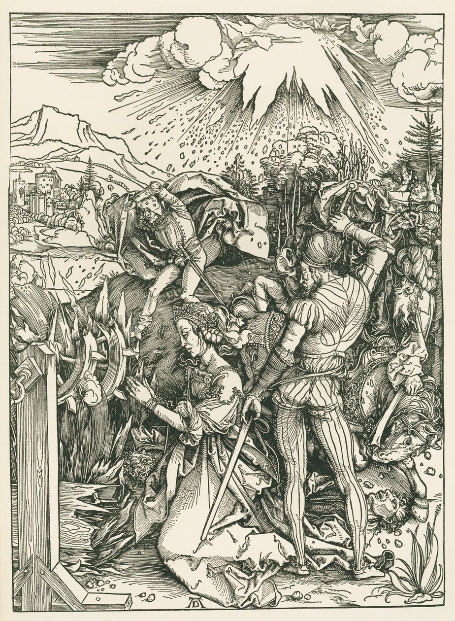 Alexandriai Szent Katalin mártíromsága, 1498 körül (fametszet) alkotó: Albrecht Dürer or Duerer