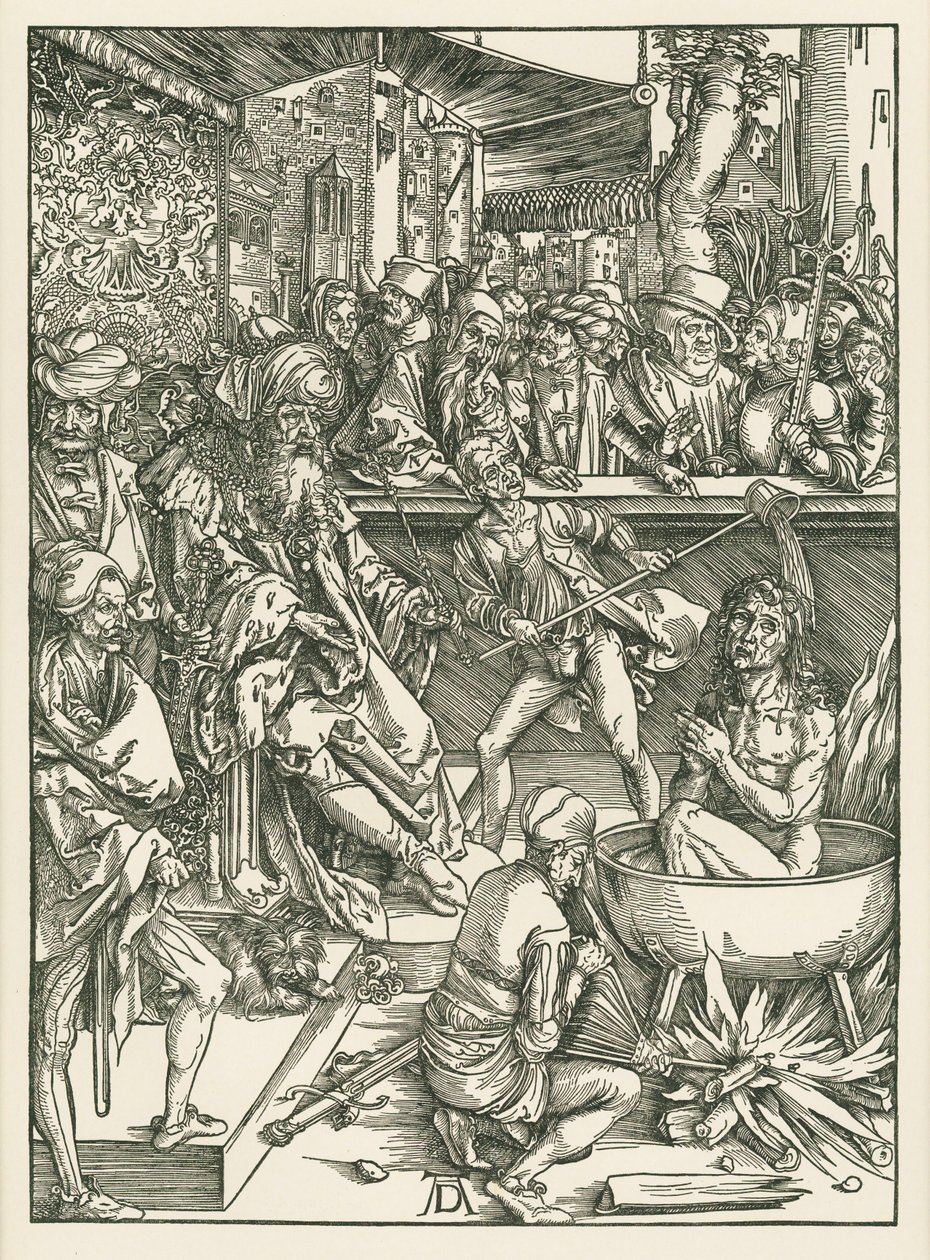 Szent János evangélista mártíromsága, 1496-97 körül (fametszet) alkotó: Albrecht Dürer or Duerer