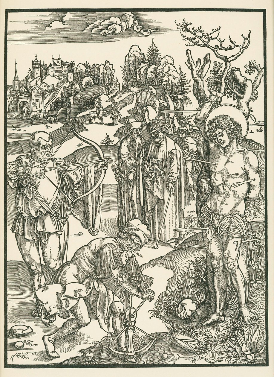 Szent Sebestyén mártíromsága, 1500 körül (fametszet) alkotó: Albrecht Dürer or Duerer