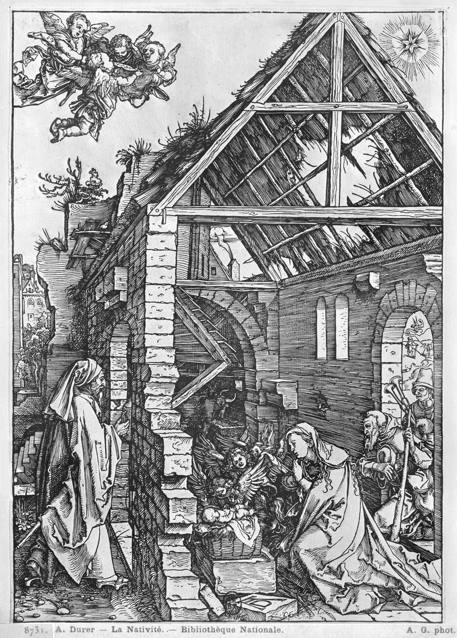 A Születés, a "Szűz élete" sorozatból, 1503 körül (fametszet) (f/w fotó) alkotó: Albrecht Dürer