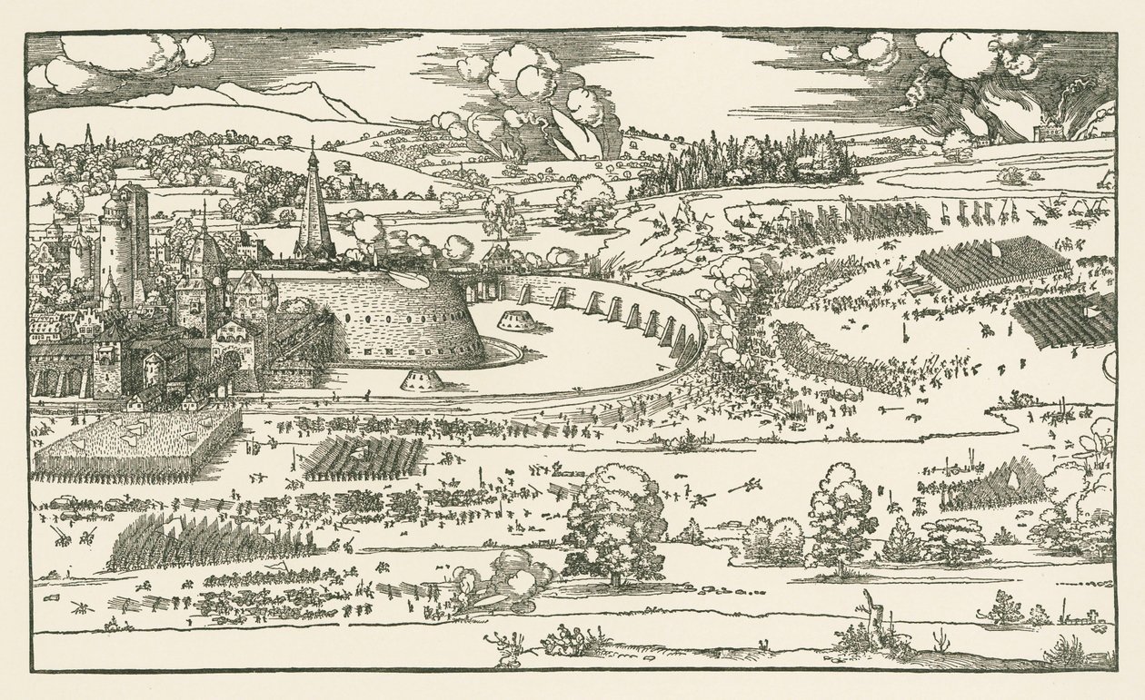 Egy erőd ostroma. Bal oldali blokk alkotó: Albrecht Dürer or Duerer