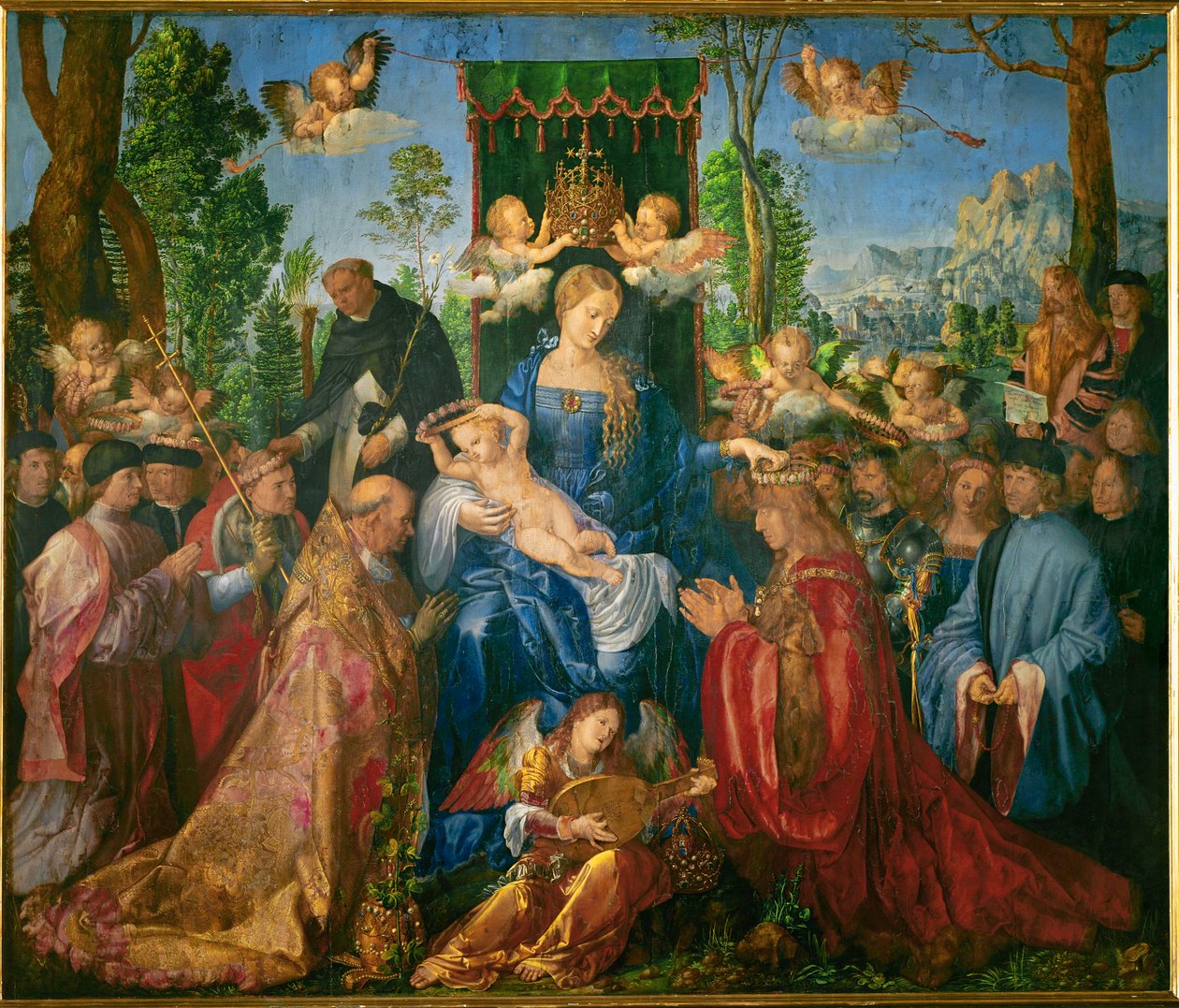 A rózsafüzér ünnepe (olaj, fa) alkotó: Albrecht Dürer or Duerer