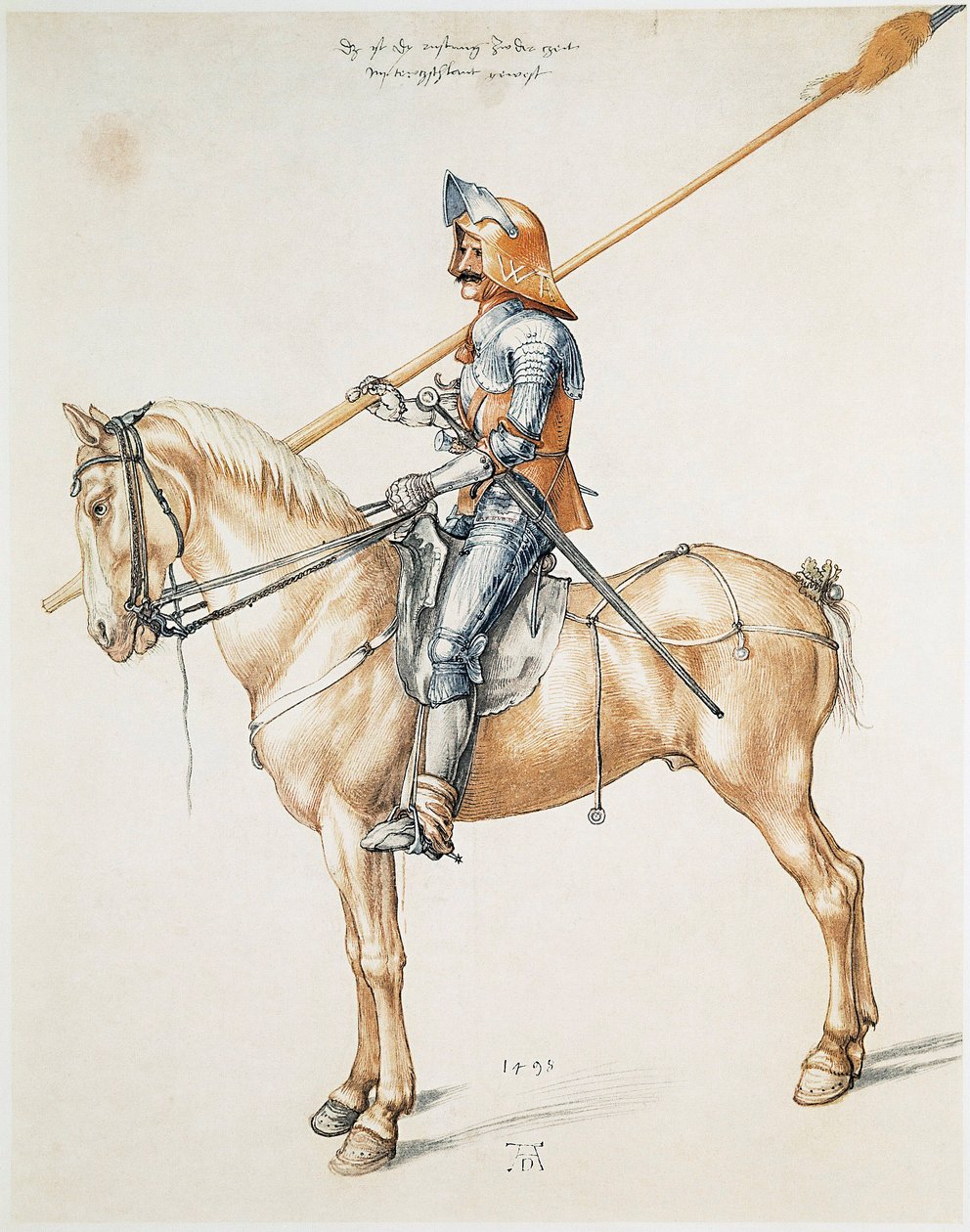 A fegyverlovag akvarell rajza Albrecht Durer eredetijéről alkotó: Albrecht Dürer
