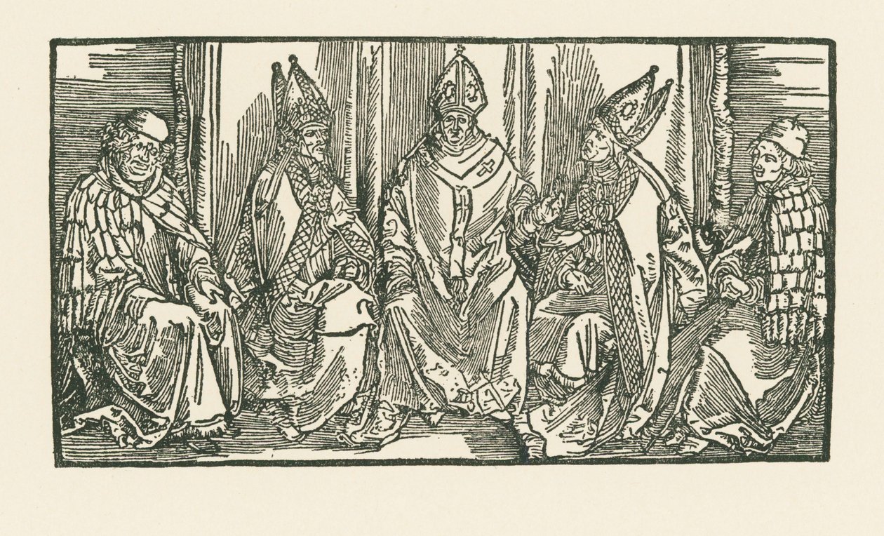 Három püspök és két szerzetes alkotó: Albrecht Dürer or Duerer