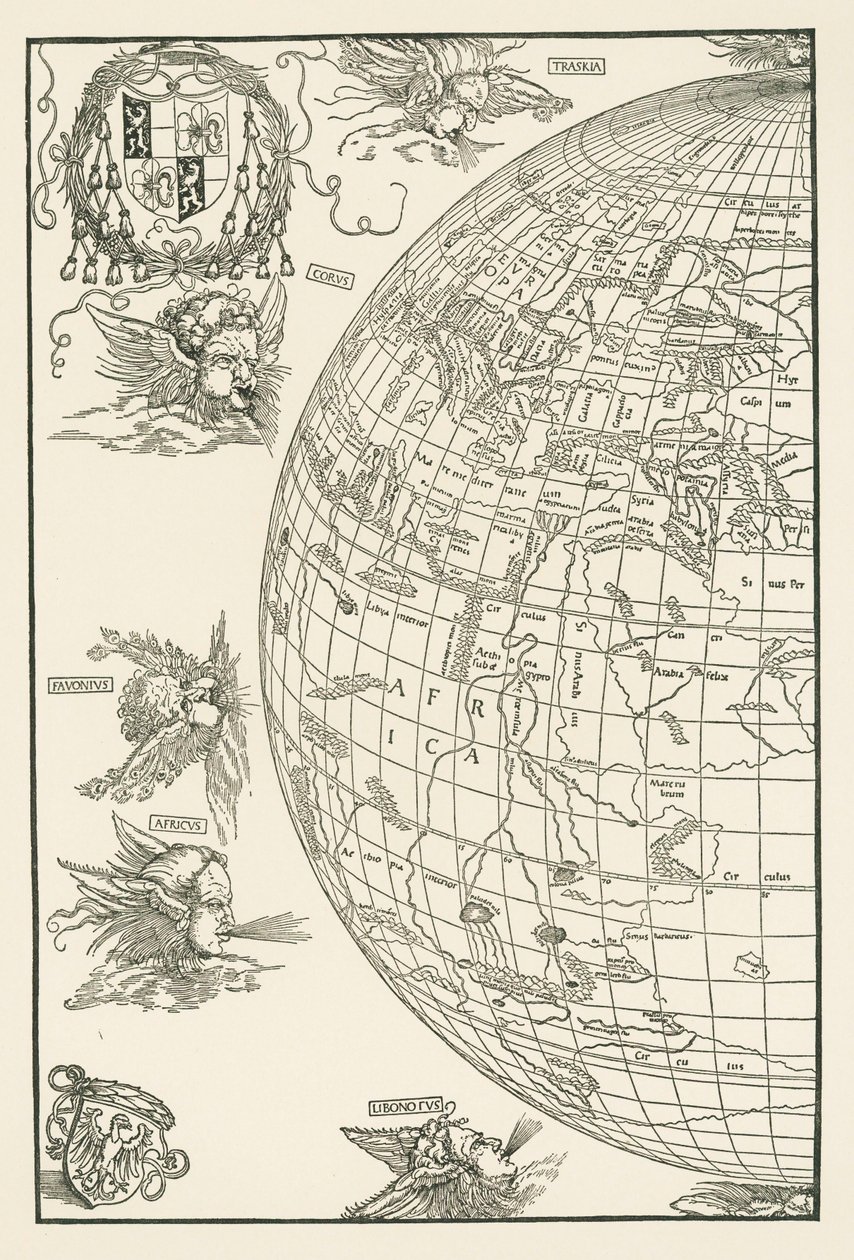 Johannes Stabius világtérképe alkotó: Albrecht Dürer or Duerer