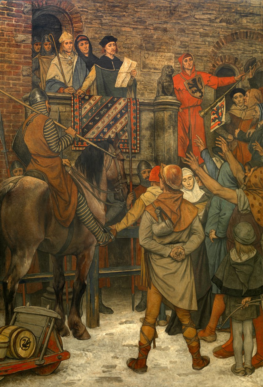 Díszítés a bruges-i városházán, 1895-1900 körül (falfestmény) alkotó: Albrecht de Vriendt