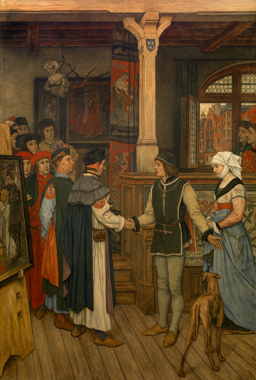 A Magiszterek Jan van Eyck műhelyében, 1895-1900 körül (falfestmény) alkotó: Albrecht de Vriendt