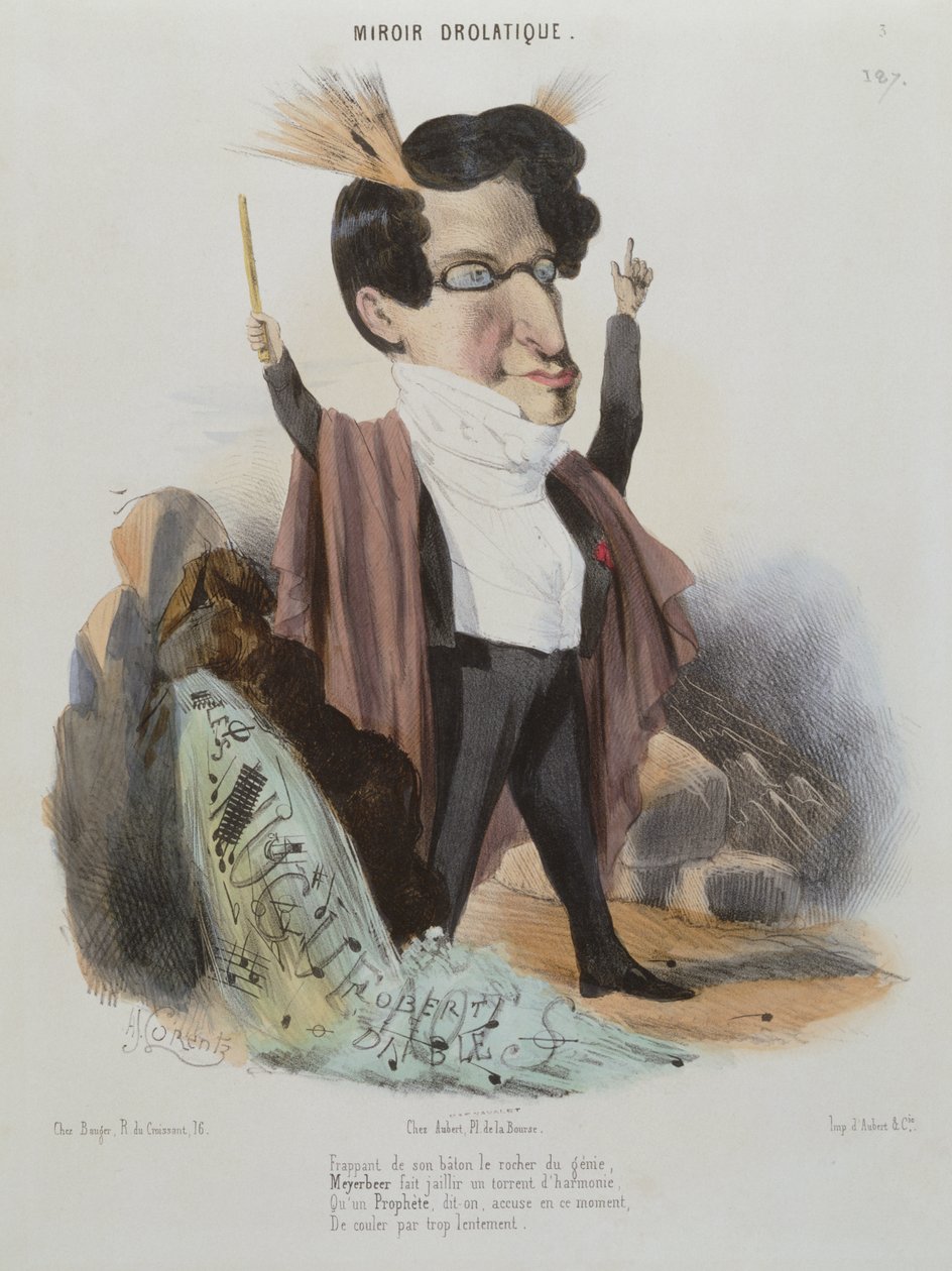 Jakob Meyerbeer (1791-1864) német zeneszerző karikatúrája alkotó: Alcide Joseph Lorentz