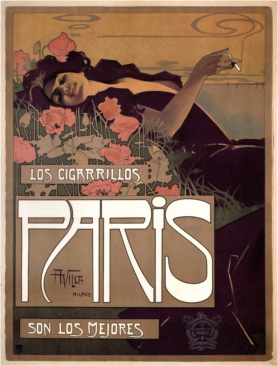 Cigaretta Párizs, 1901 alkotó: Aleardo Villa