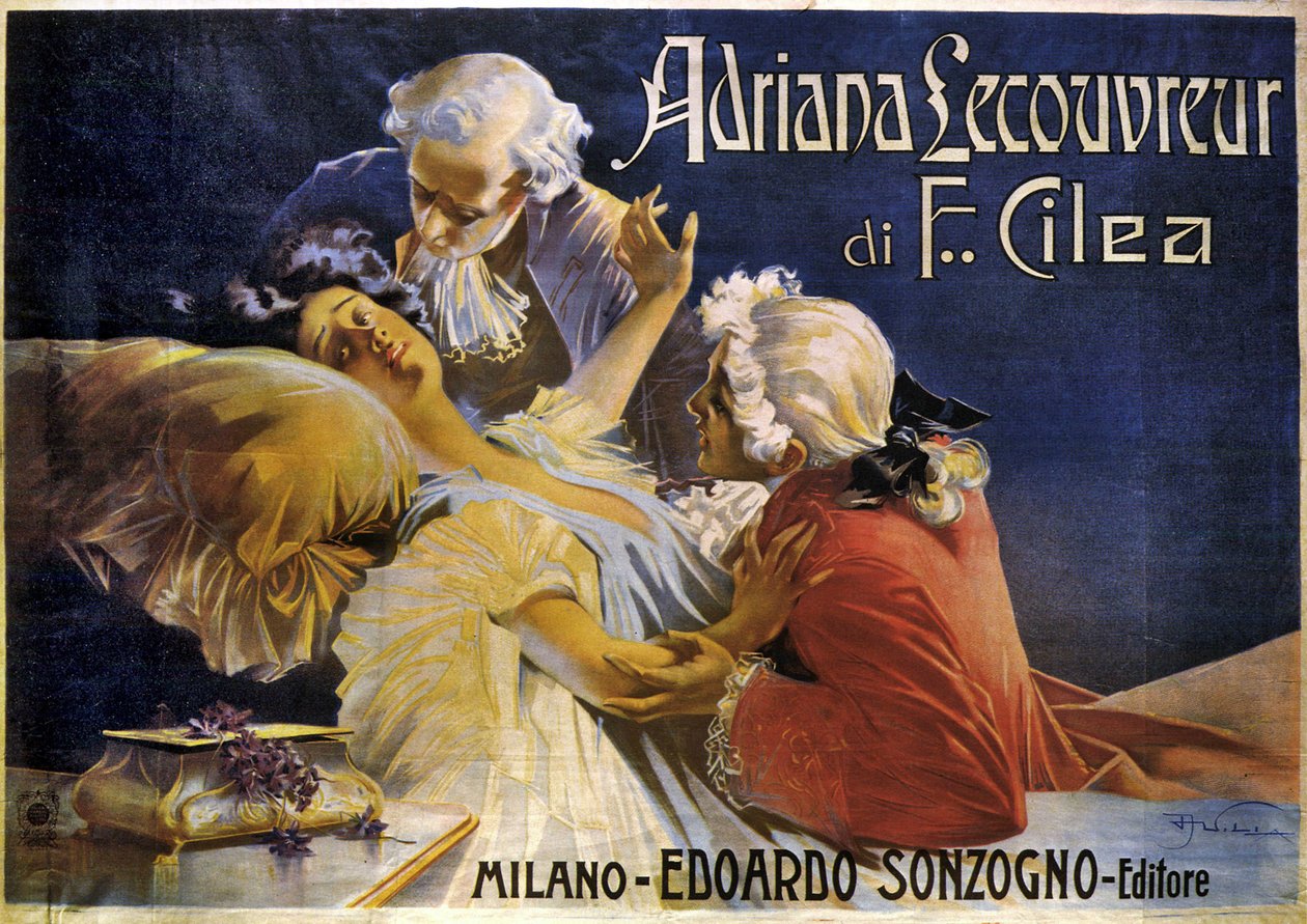 Plakát az Adriana Lecouvreur operához, Francesco Cilea (1866-1950) alkotó: Aleardo Villa
