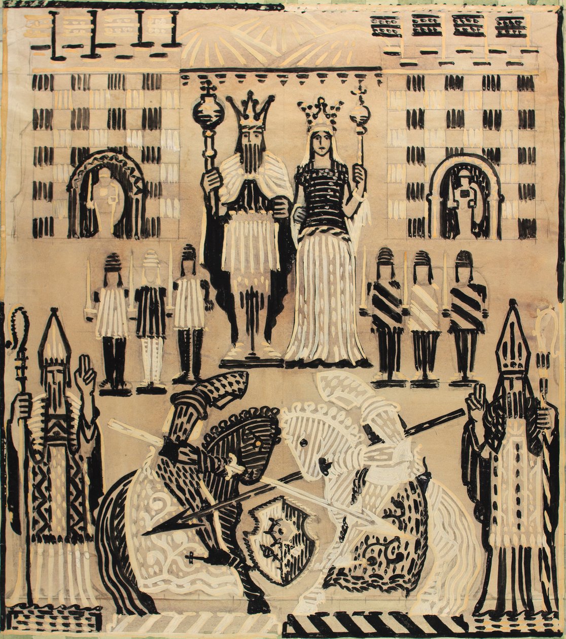 Royal Joisting, 1928. március (guache papíron) alkotó: Alec Hunter
