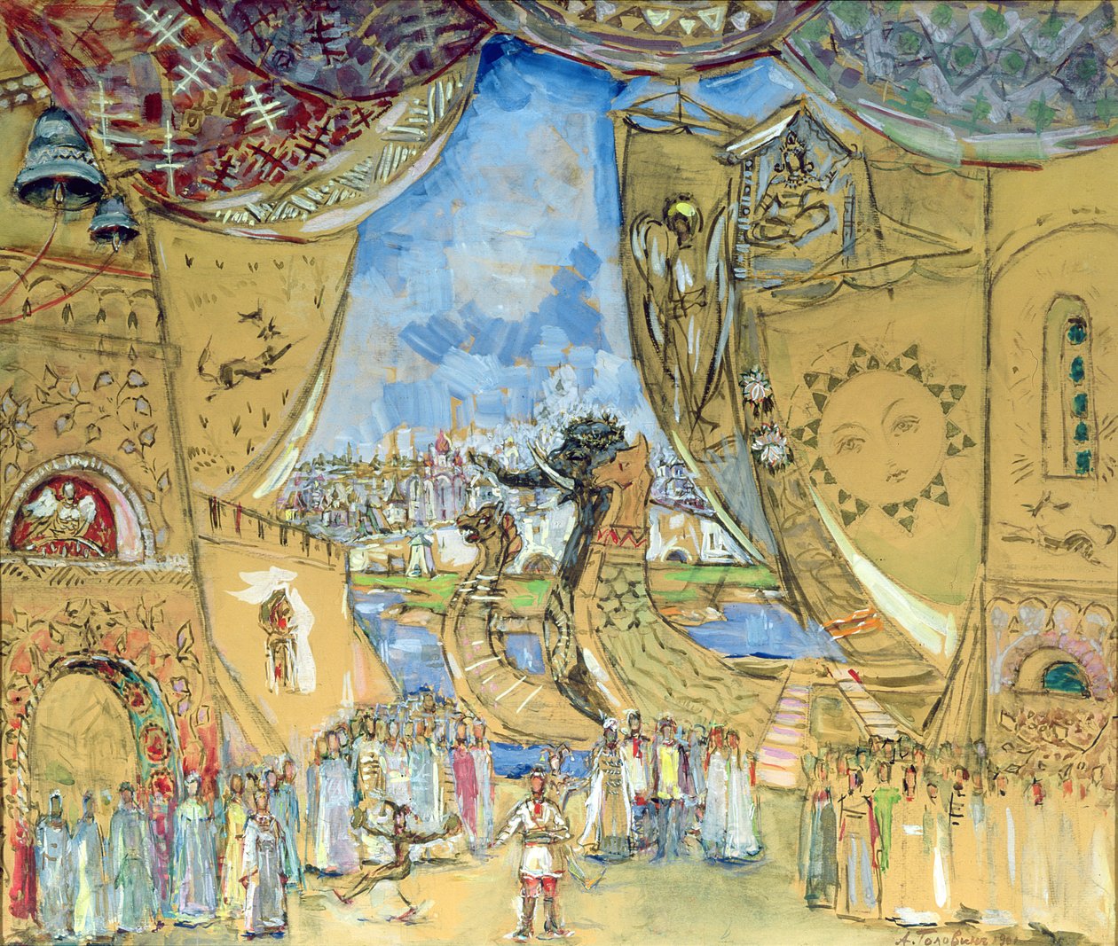 Színpadterv N. Rimszkij-Korszakov „Szadko” című operájához, 1901 (wc és gouache kartonon) alkotó: Aleksandr Jakovlevic Golovin