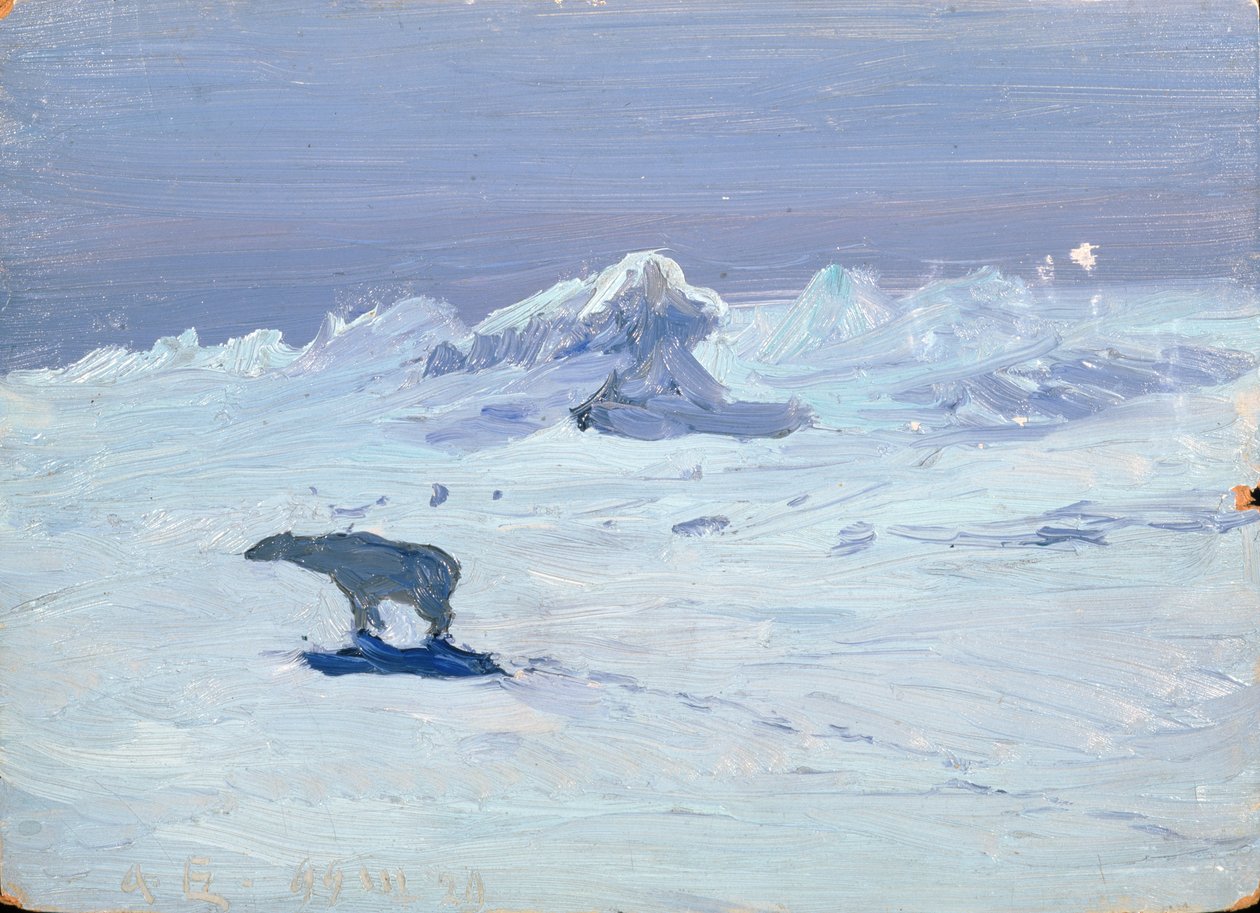 Jegesmedve vadászat holdfényes éjszakában, 1899 alkotó: Aleksandr Alekseevich Borisov