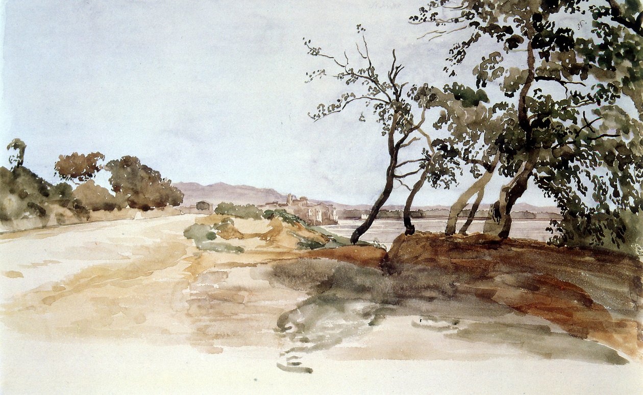 Olasz vidék, Alekszandr Ivanov (1806-1858) orosz festő akvarellje. alkotó: Aleksandr Andreevich Ivanov