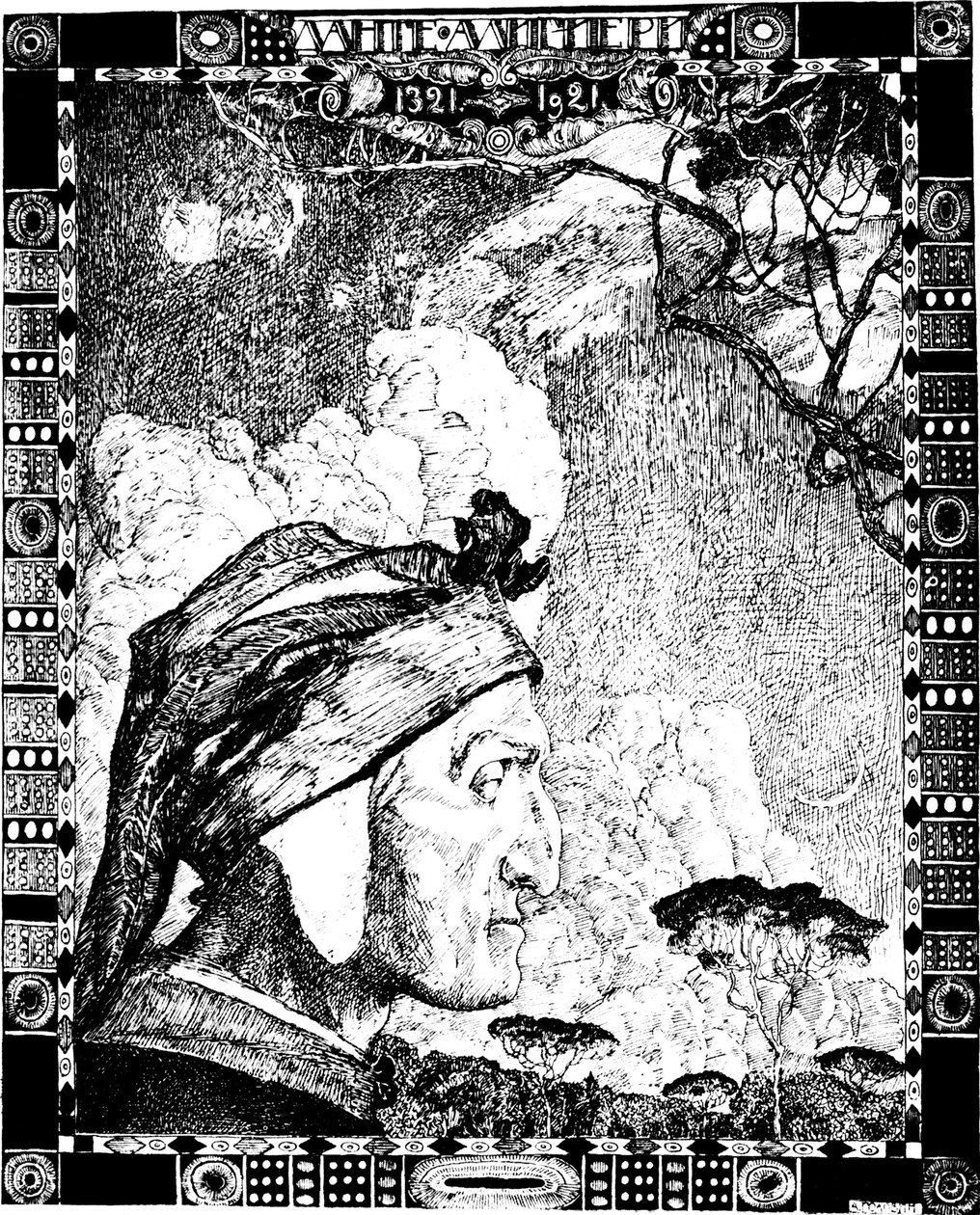 Dante Alighieri, középkori olasz költő, 1921. alkotó: Aleksandr Jakovlevic Golovin