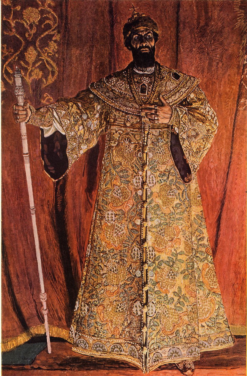 Fjodor Ivanov Shaliapin portréja 1873-1939 Borisz Godunov szerepében, 1912, 1965. alkotó: Aleksandr Jakovlevic Golovin