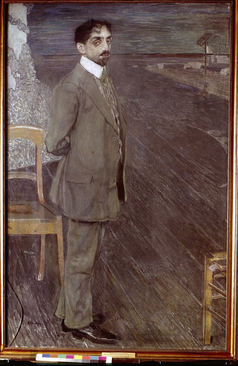 Mikhail Kuzmin (1875-1936) költő portréja (M. Kuzmin költő portréja). Alekszandr Jakovlevics Golovin (1863-1930) munkája, tempera és pasztell vásznon alkotó: Aleksandr Jakovlevic Golovin