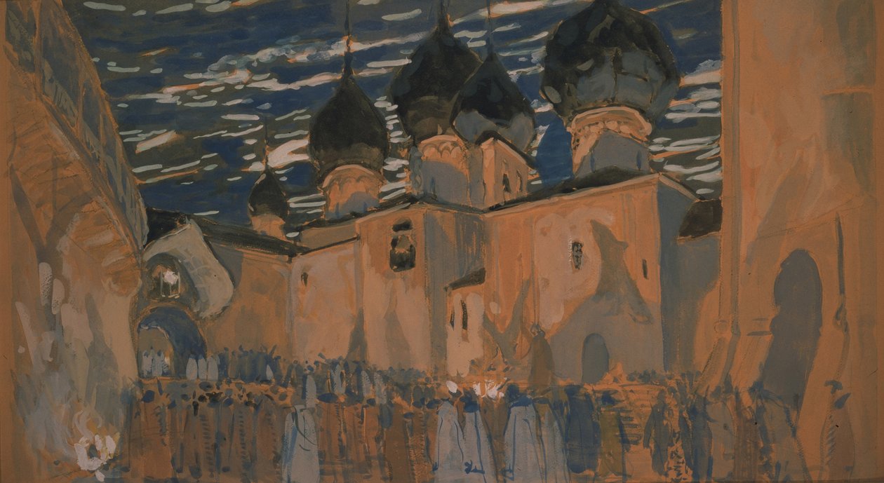 Színpadterv N. Rimszkij-Korszakov A Pszkov leány című operájához, 1901 alkotó: Aleksandr Jakovlevic Golovin