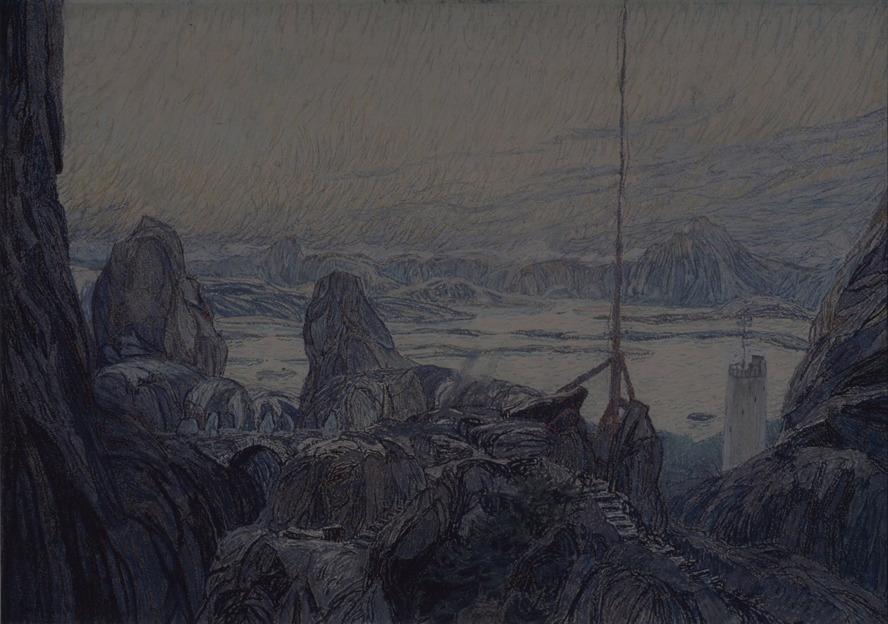 Színpadterve H. Ibsen A hölgy a tengerből című színházi darabjához, 1905 alkotó: Aleksandr Jakovlevic Golovin