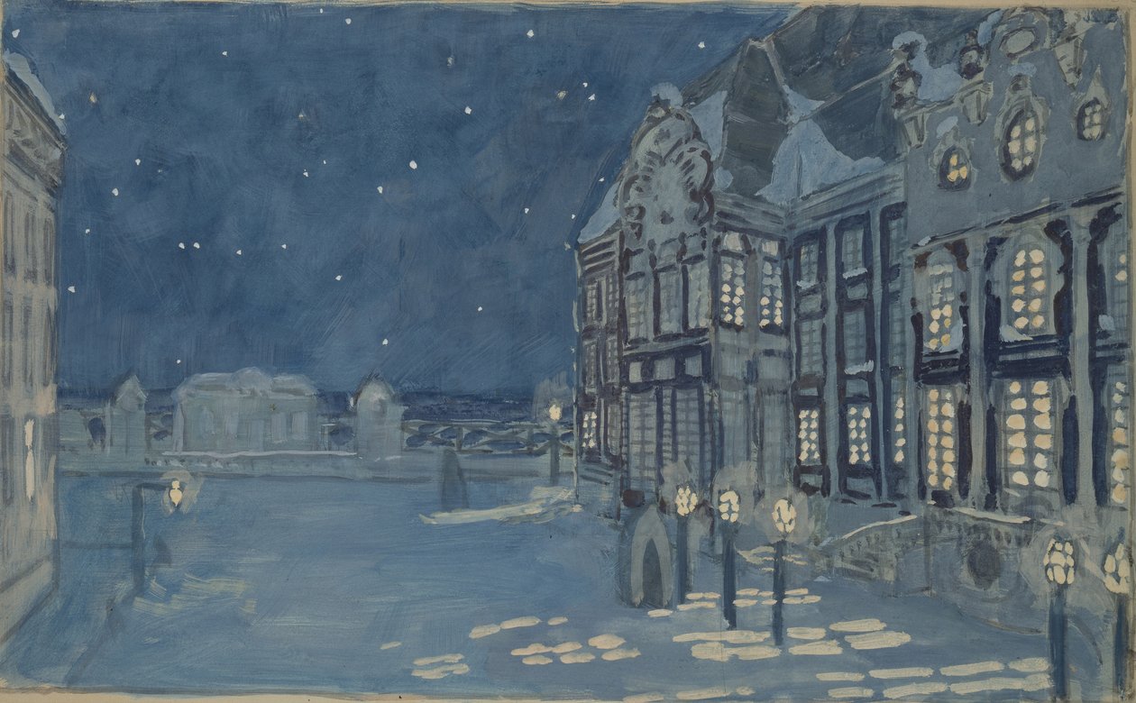 Téli Palota. Színpadterve A. Korescsenko A jégház című operájához, 1901 alkotó: Aleksandr Jakovlevic Golovin