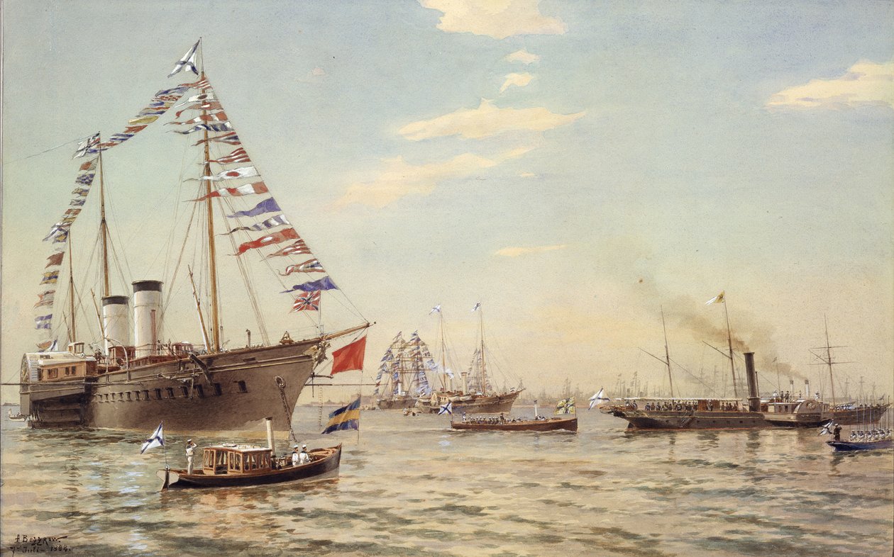 Vilmos német császár 1888 júliusában Kronstadtba látogat alkotó: Aleksandr Karlovich Beggrov