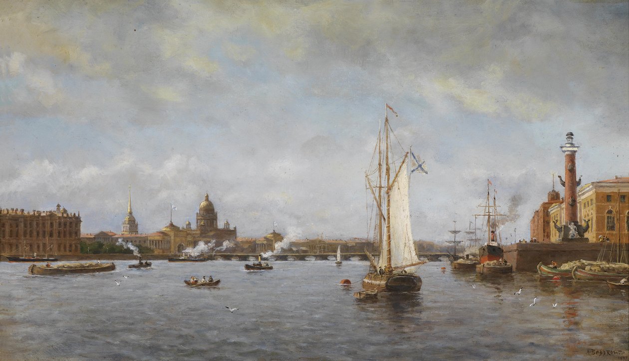 Kilátás a Névára a Vasziljevszkij-szigeten, 1898 alkotó: Aleksandr Karlovich Beggrov