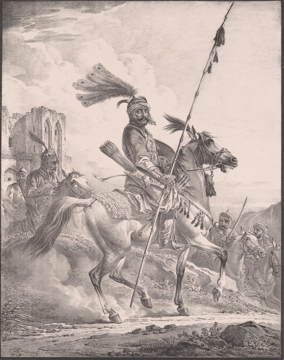 Kurd katonai páncélban lóháton, 1819., 1819. alkotó: Aleksandr Orlovsky