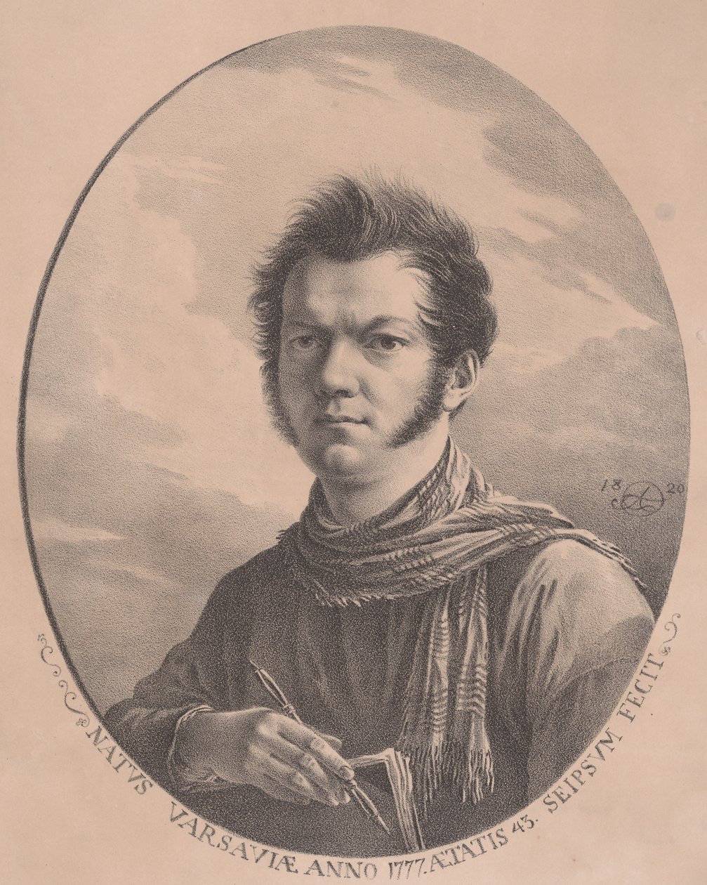 Önarckép albummal és tollal, 1819., 1819. alkotó: Aleksandr Orlovsky