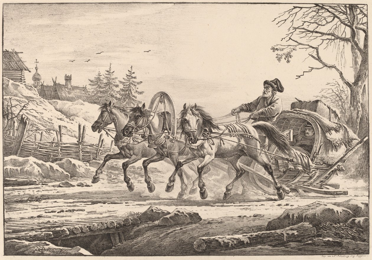 Bérelt kocsis télen alkotó: Aleksandr Osipovich Orlovskii