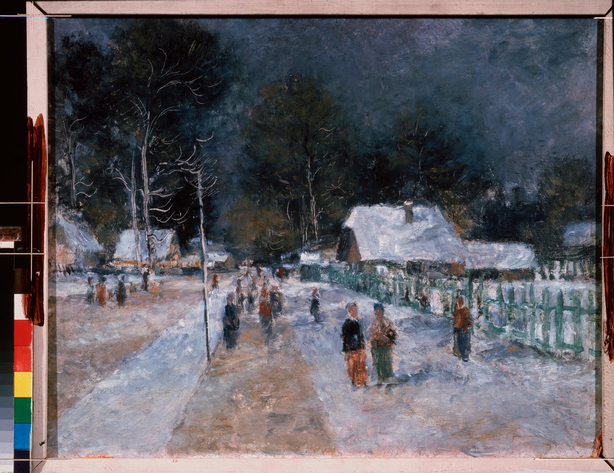 Téli. Alekszandr Vasziljevics Sevcsenko (Alekszandr Sevcsenko) (1883-1948) munkája, olaj, karton alkotó: Aleksandr Vasilievich Shevchenko