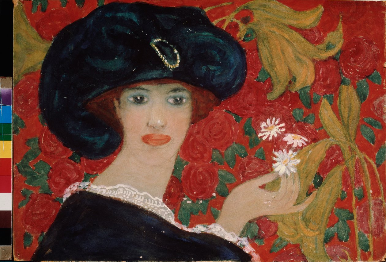 A kaméliás hölgy. Alekszandr Vasziljevics Sevcsenko (Alexandre Chevchenko) (1883-1948) munkája, akvarell és gouache kartonon alkotó: Aleksandr Vasilievich Shevchenko