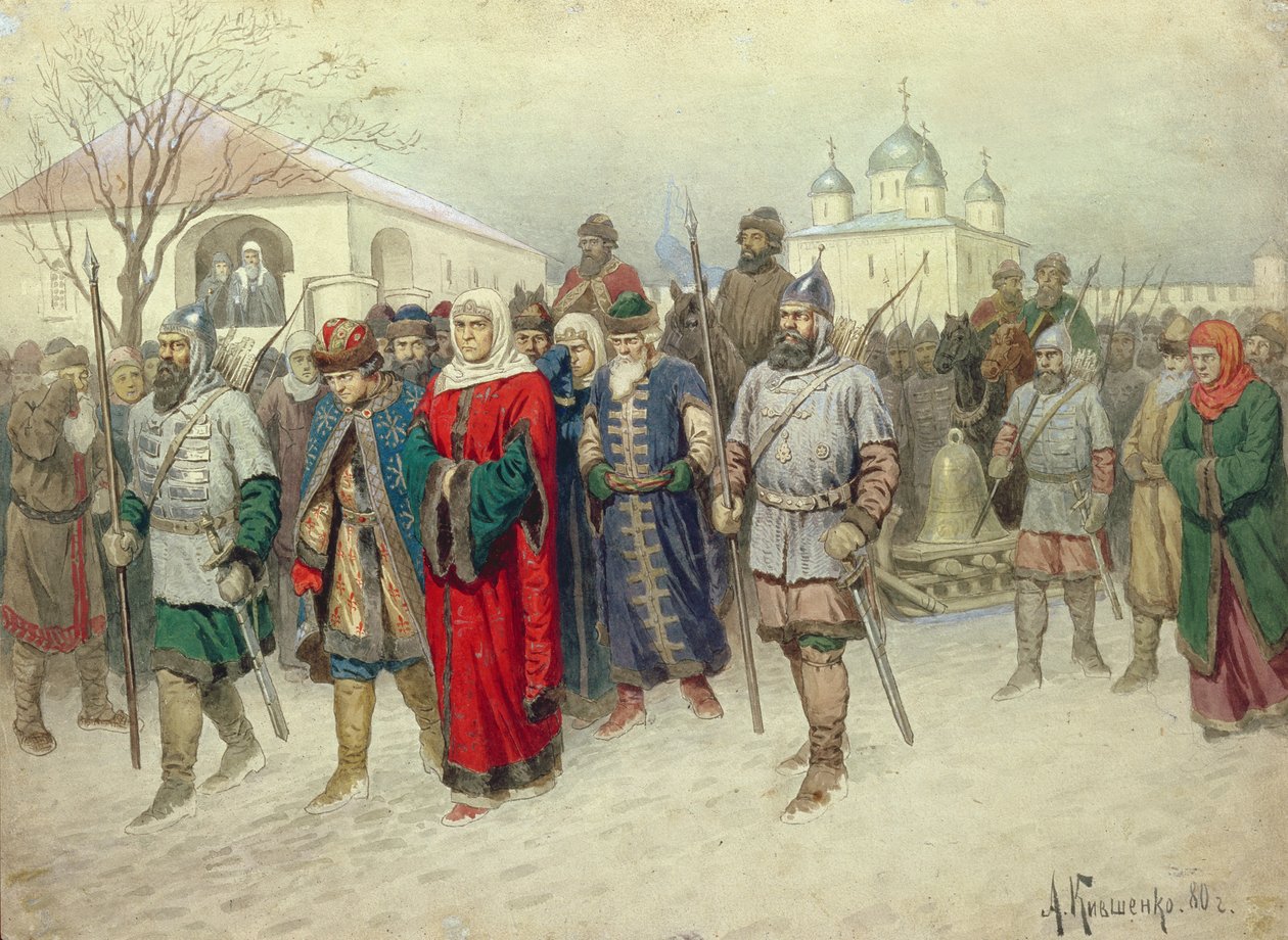 Nagy-Novgorod csatlakozása, Moszkvába induló novgorodiak, 1880 alkotó: Aleksei Danilovich Kivshenko