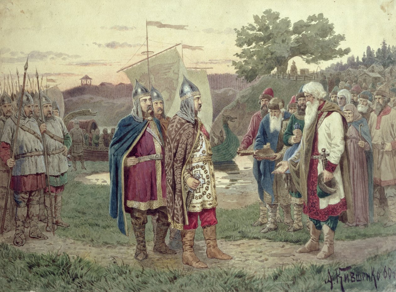 A nagyherceg találkozója egy szláv város népével a 9. században, 1880 alkotó: Aleksei Danilovich Kivshenko