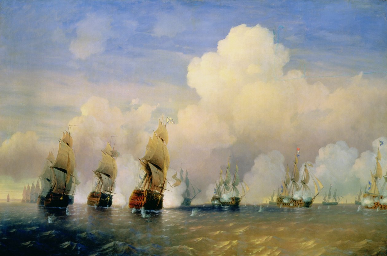Az orosz-svéd tengeri háború Kronstadt közelében 1790-ben alkotó: Aleksei Petrovich Bogolyubov