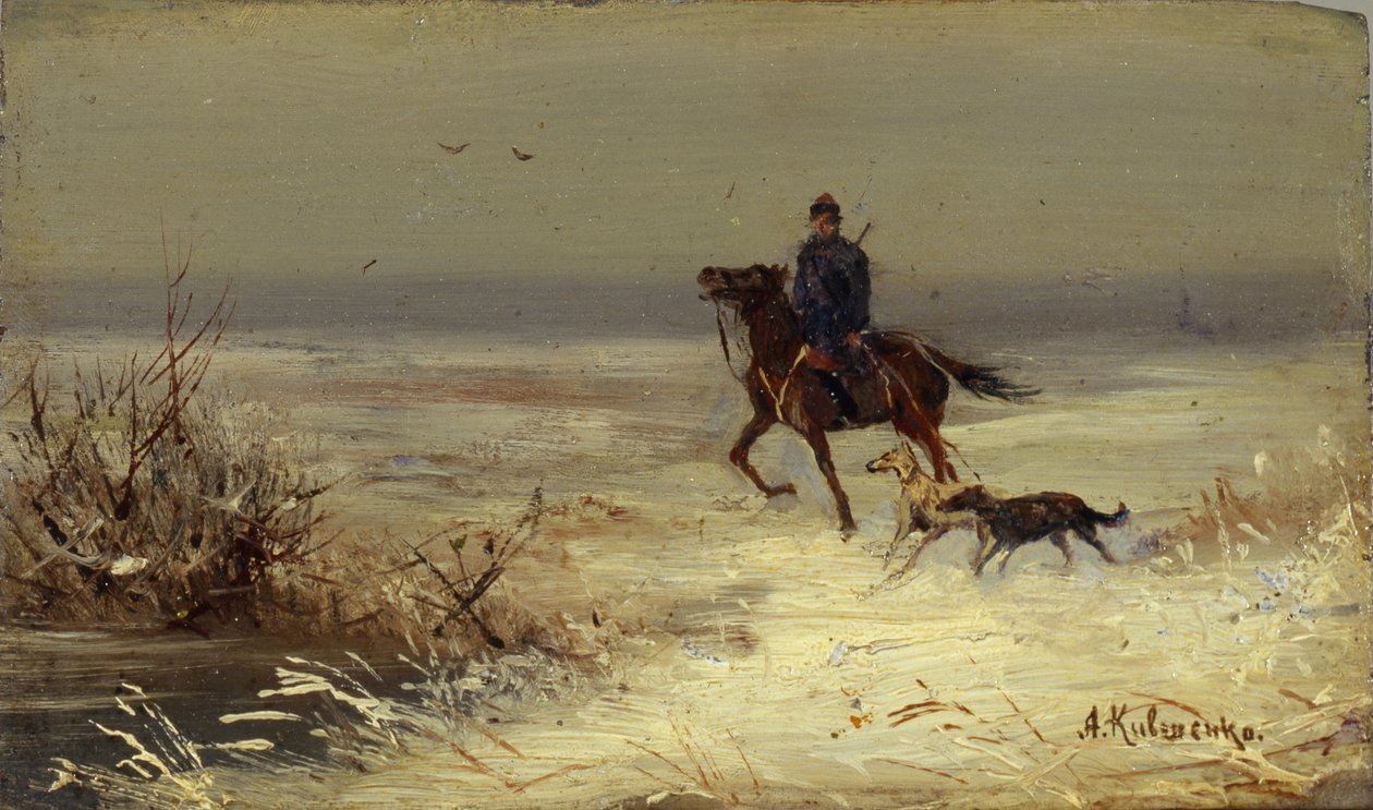 A vadászatról, 19. század második fele. alkotó: Aleksei Danilovich Kivshenko