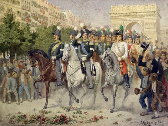 Orosz és szövetséges erők bevonulnak Párizsba, 1880 (wc, papír) alkotó: Aleksei Danilovich Kivshenko