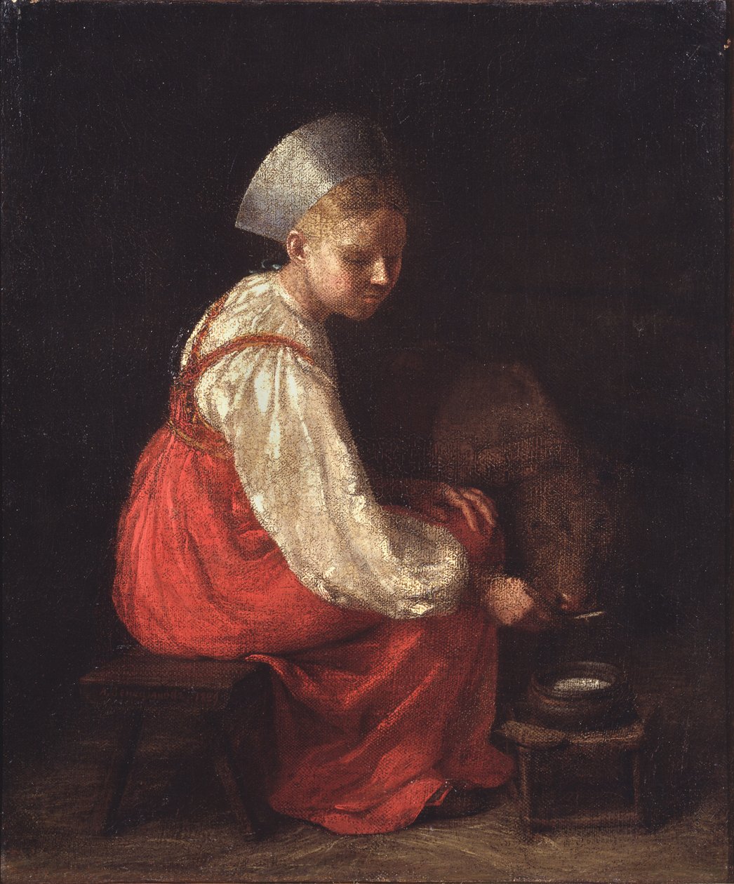 Egy parasztlány borjúval, 1829 alkotó: Aleksei Gavrilovich Venetsianov