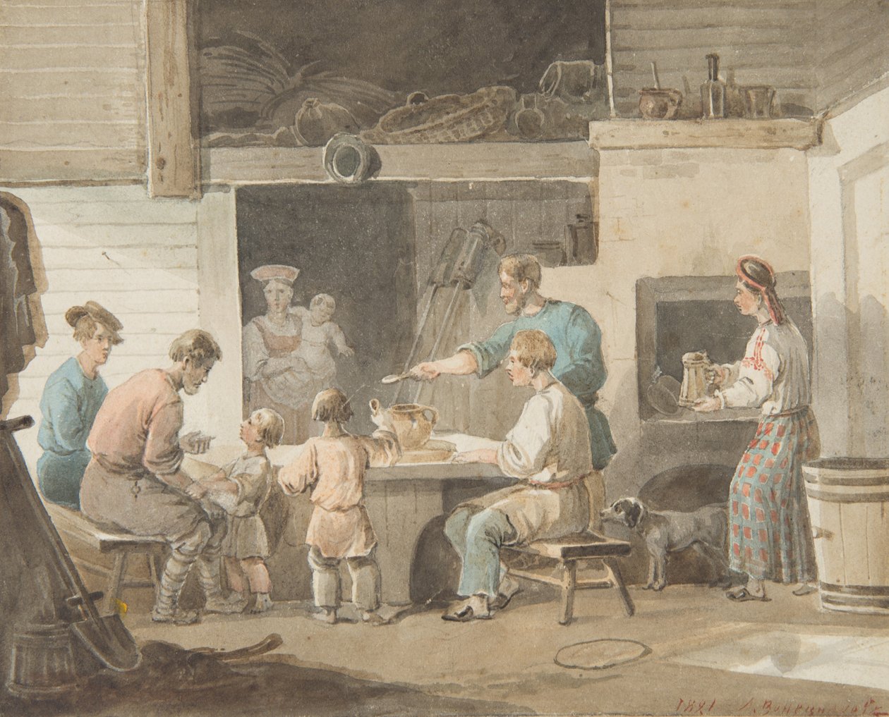 Ebédidő, 1821 alkotó: Aleksei Gavrilovich Venetsianov