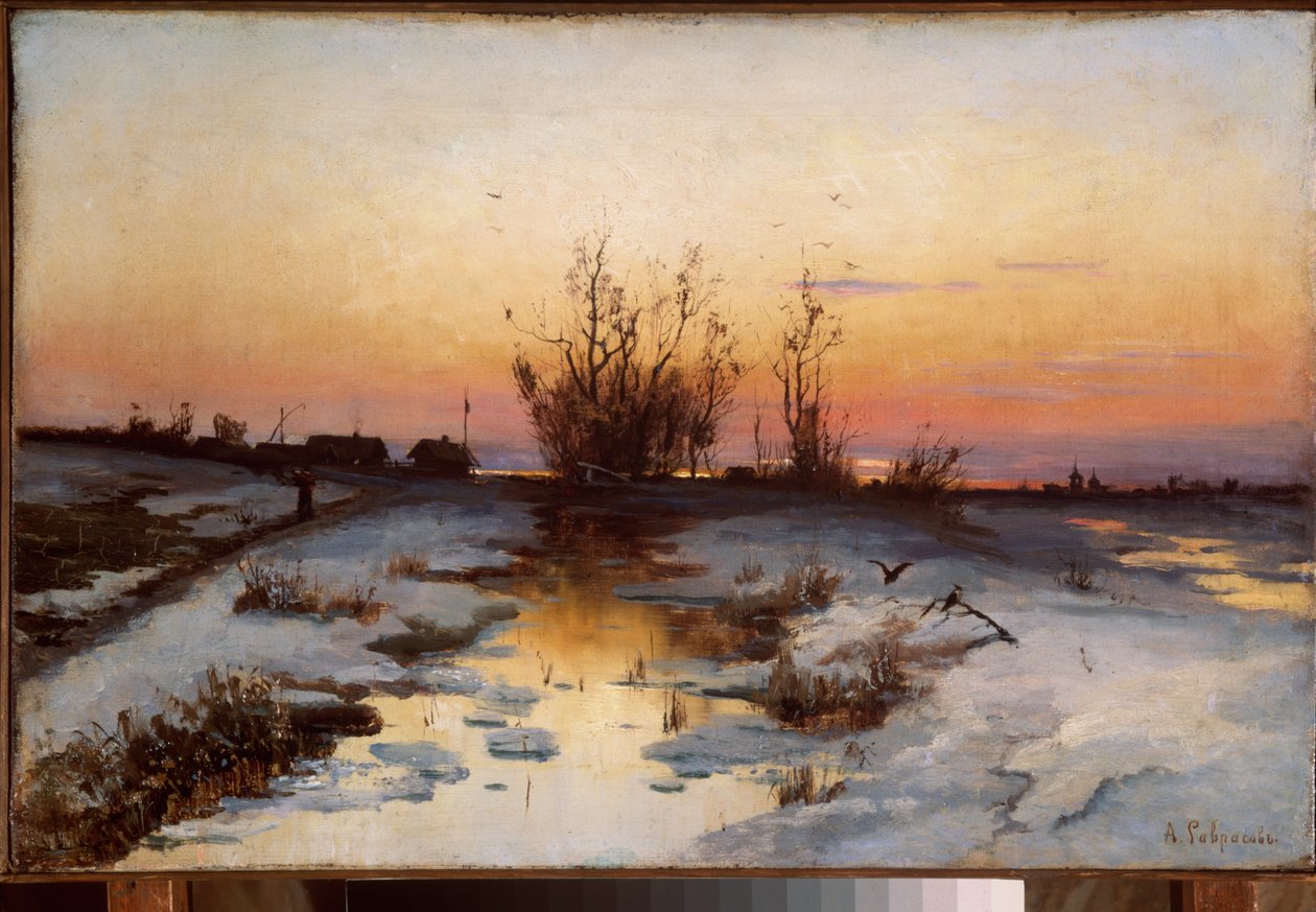 Este, éger virágzik - Alekszej Kondratyevics Savrasov (1830-1897) festménye, olaj, vászon, 1870 körül - orosz művészet alkotó: Alexei Kondratjewitsch Sawrassow
