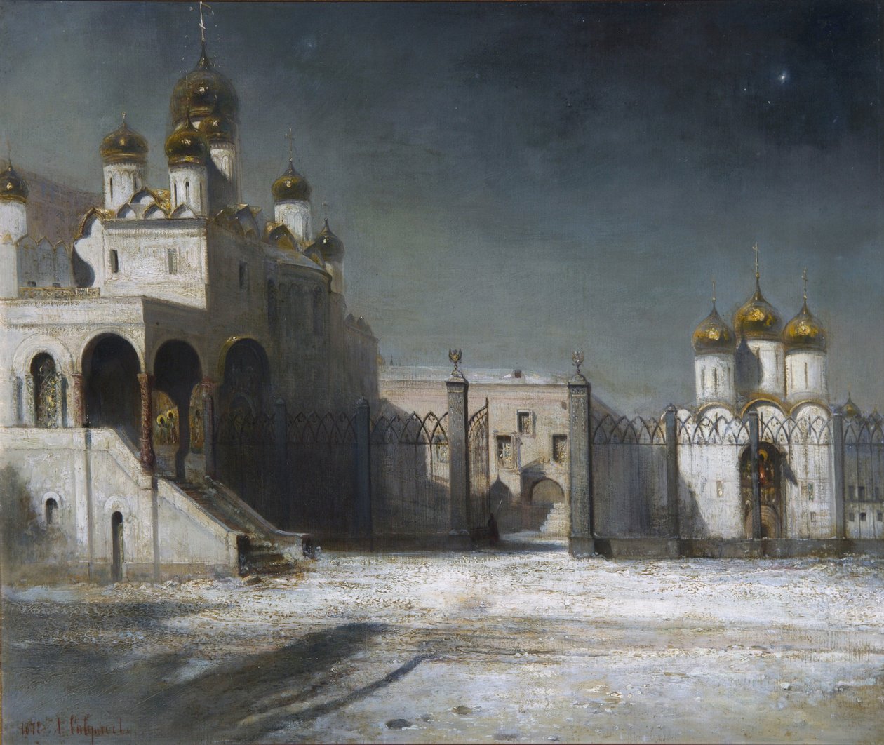 A Katedrális tér a moszkvai Kremlben éjjel, 1878 alkotó: Alexei Kondratjewitsch Sawrassow