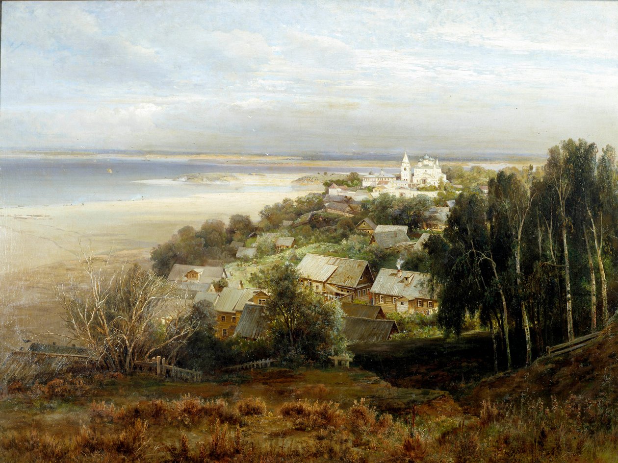 A pecherszki kolostorok. Aleksey Savrasov (Savrasov) festménye (1830-1897) alkotó: Alexei Kondratjewitsch Sawrassow